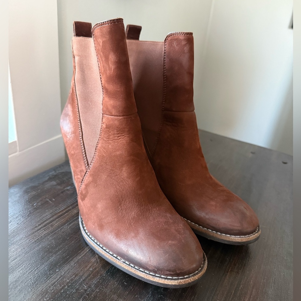 Paul Green Chestnut Leather Ankle Boots